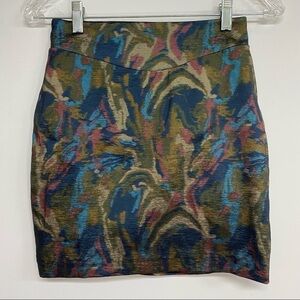 Many Belles Down Abstract Blue Green Mini Skirt ESTIMATED SIZE XXS